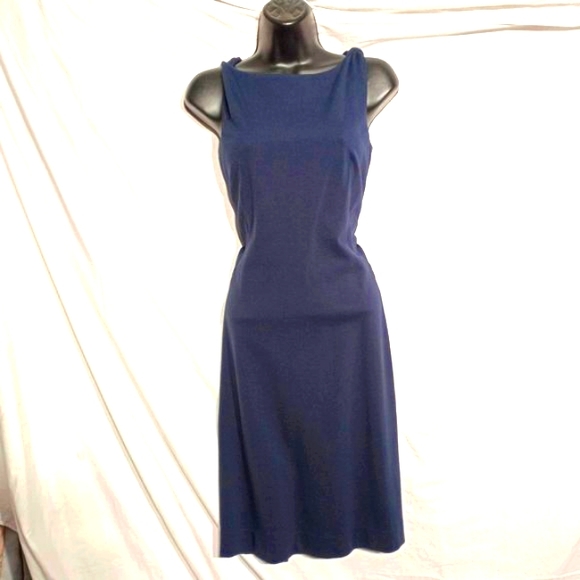 MM Lafleur Dresses & Skirts - MM Lafleur Womens Lydia Navy Twisted Shoulder Sleeveless Sheath Dress Si…